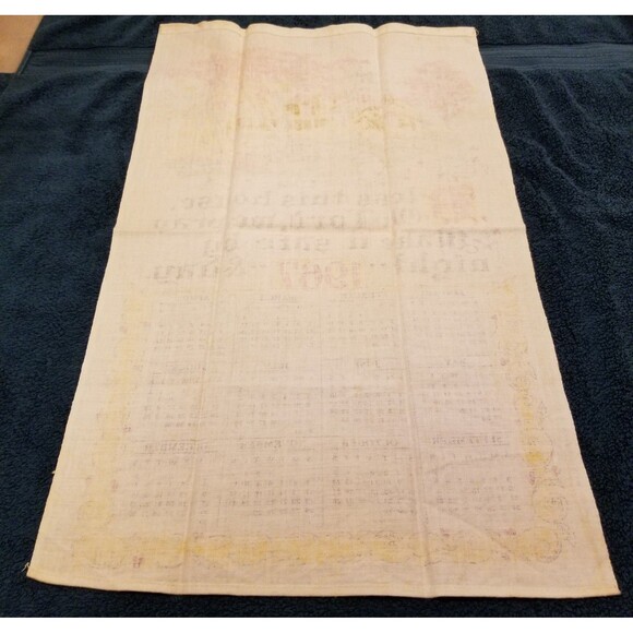 Vintage linen tea towel bless this house 1967 calendar new old stock - Picture 6 of 6